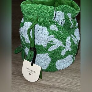 Kate Spade Green and Light Blue Beaded Pouch